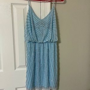 Blue beaded cocktail dress
